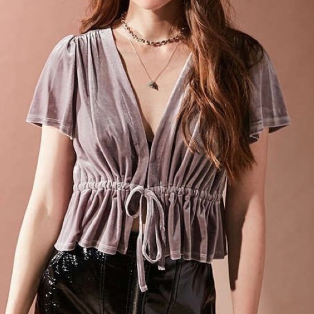 Grey velvet top
